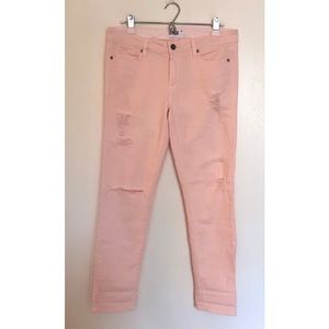 Light pink Paige straight ankle jeans